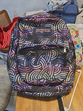 Jansport Purple Multicolor Swirl Pattern Backpack